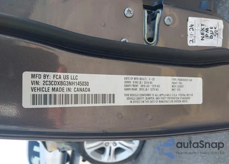 2022 Dodge Charger Sxt Rwd from USA, damaged, VIN 2C3CDXBG3NH145030